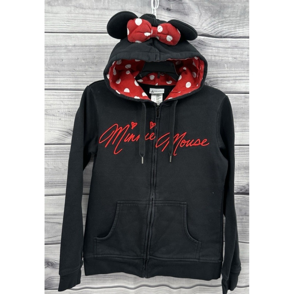 DISNEY PARKS AUTHENTIC MINNIE MOUSE FULL ZIP HOODIE‎ WITH EARS Women's Medium